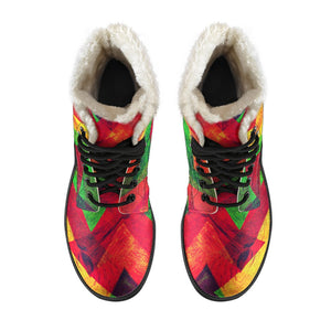 Zig Zag Reggae Pattern Print Comfy Boots GearFrost