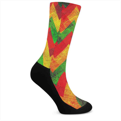 Zig Zag Reggae Pattern Print Crew Socks