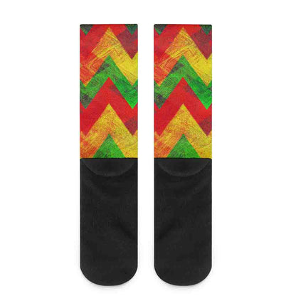 Zig Zag Reggae Pattern Print Crew Socks