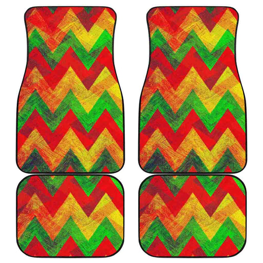 Zig Zag Reggae Pattern Print Front and Back Car Floor Mats
