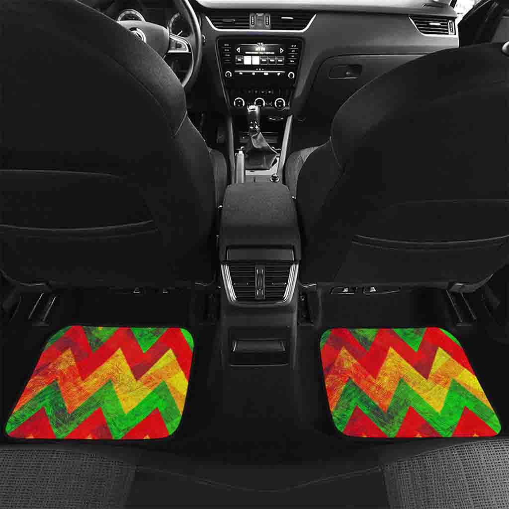Zig Zag Reggae Pattern Print Front and Back Car Floor Mats