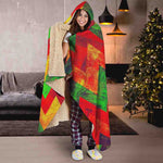 Zig Zag Reggae Pattern Print Hooded Blanket