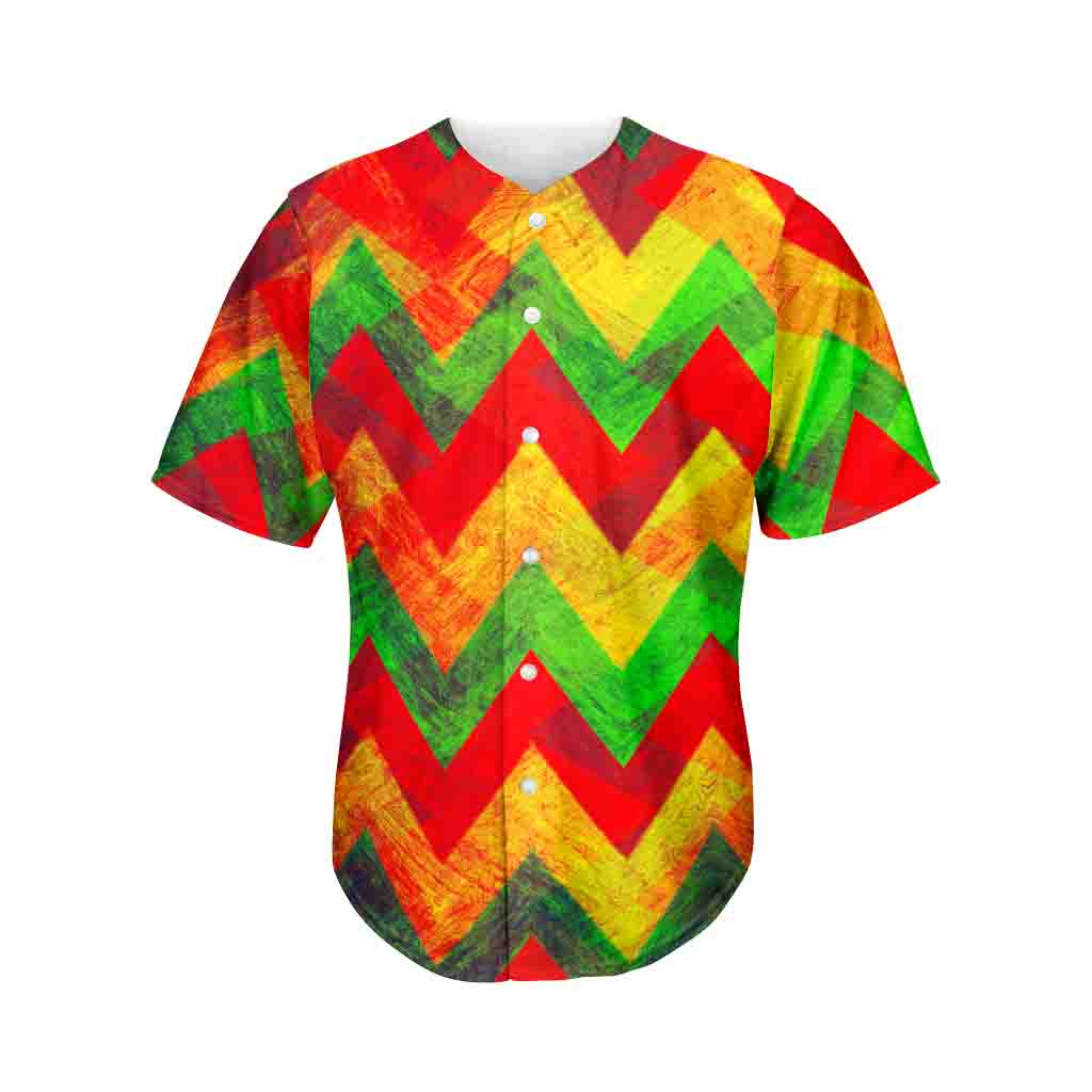 Zig Zag Reggae Pattern Print Men's Baseball Jersey