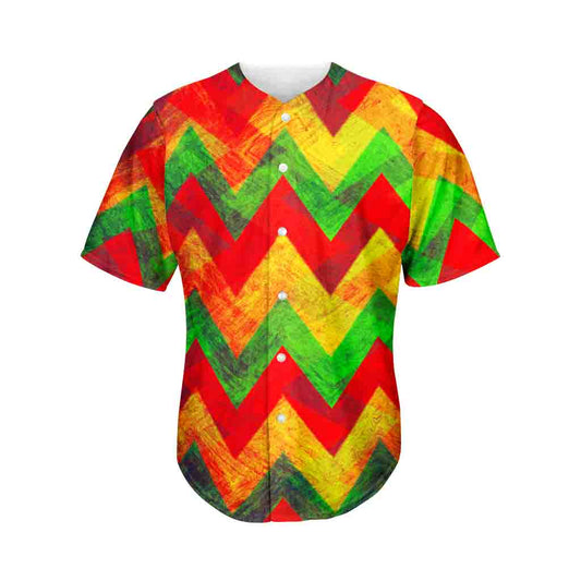 Zig Zag Reggae Pattern Print Men's Baseball Jersey