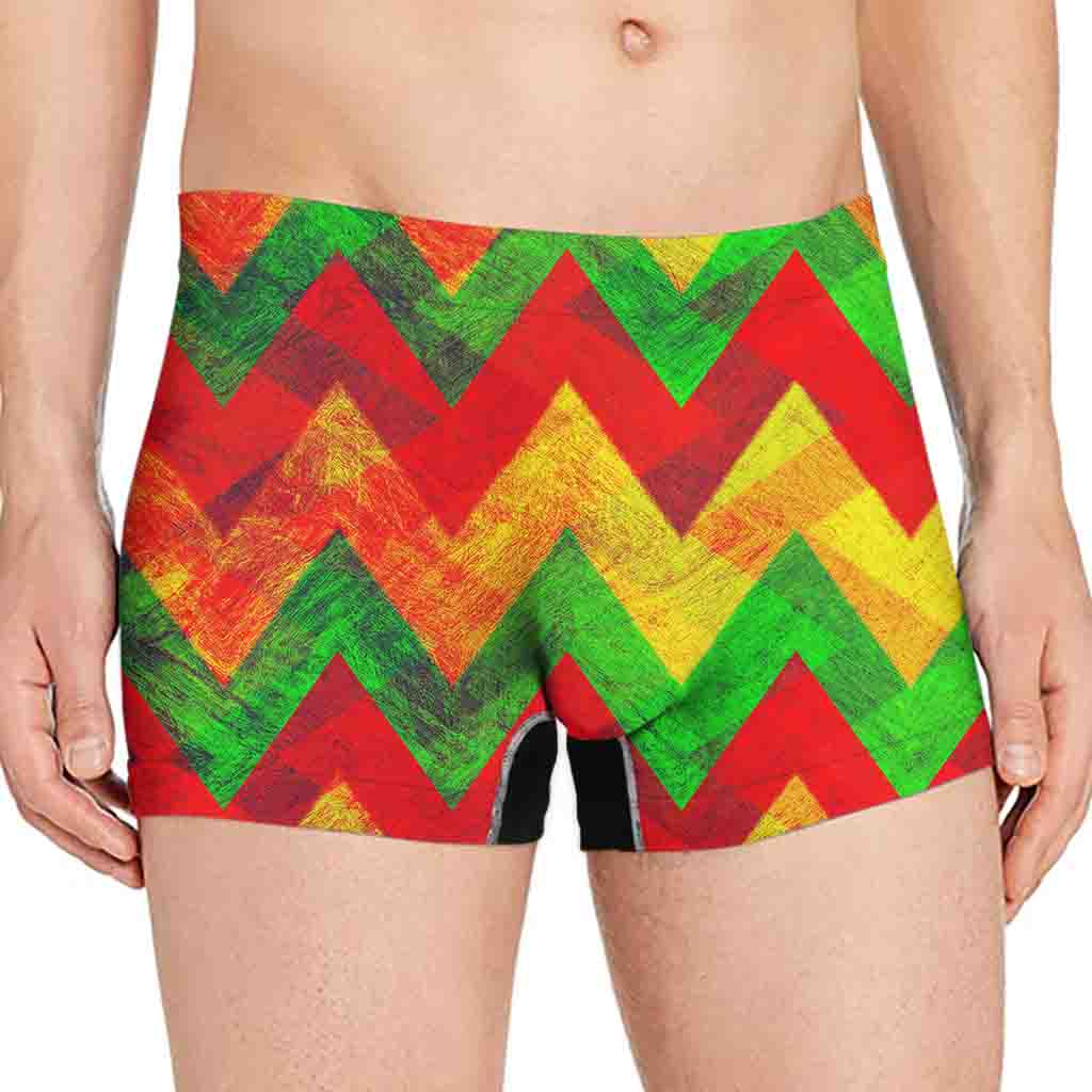 Zig Zag Reggae Pattern Print Men's Boxer Briefs