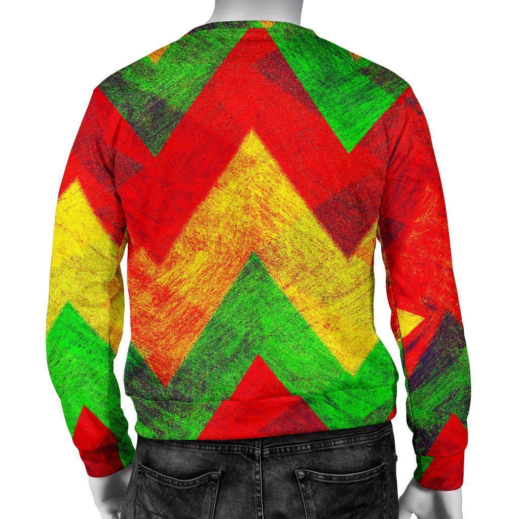 Zig Zag Reggae Pattern Print Men's Crewneck Sweatshirt GearFrost