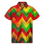 Zig Zag Reggae Pattern Print Men's Short Sleeve Shirt