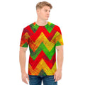 Zig Zag Reggae Pattern Print Men's T-Shirt