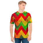 Zig Zag Reggae Pattern Print Men's T-Shirt