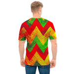 Zig Zag Reggae Pattern Print Men's T-Shirt