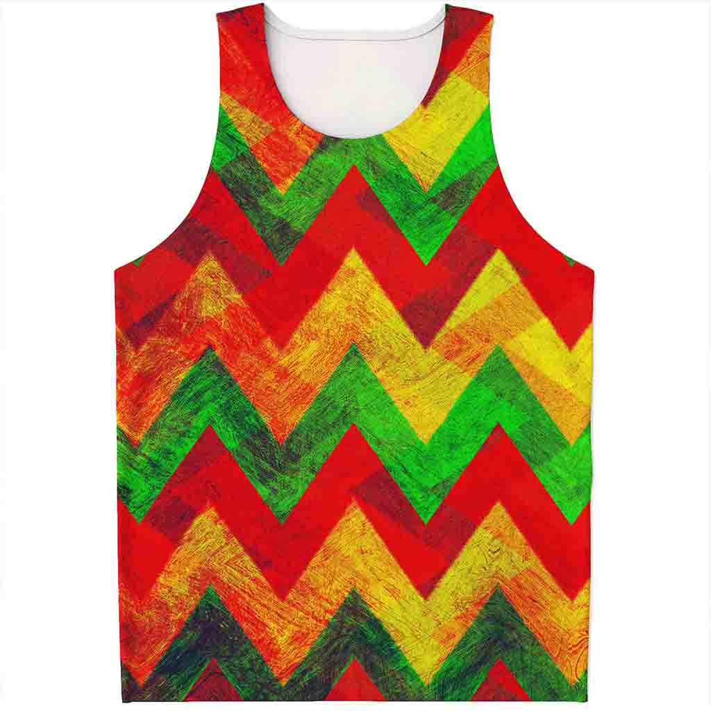 Zig Zag Reggae Pattern Print Men's Tank Top