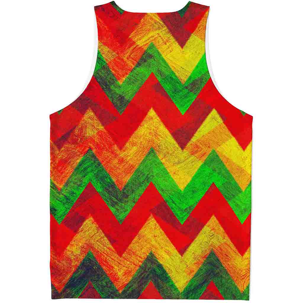 Zig Zag Reggae Pattern Print Men's Tank Top