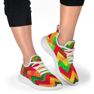 Zig Zag Reggae Pattern Print Mesh Knit Shoes GearFrost