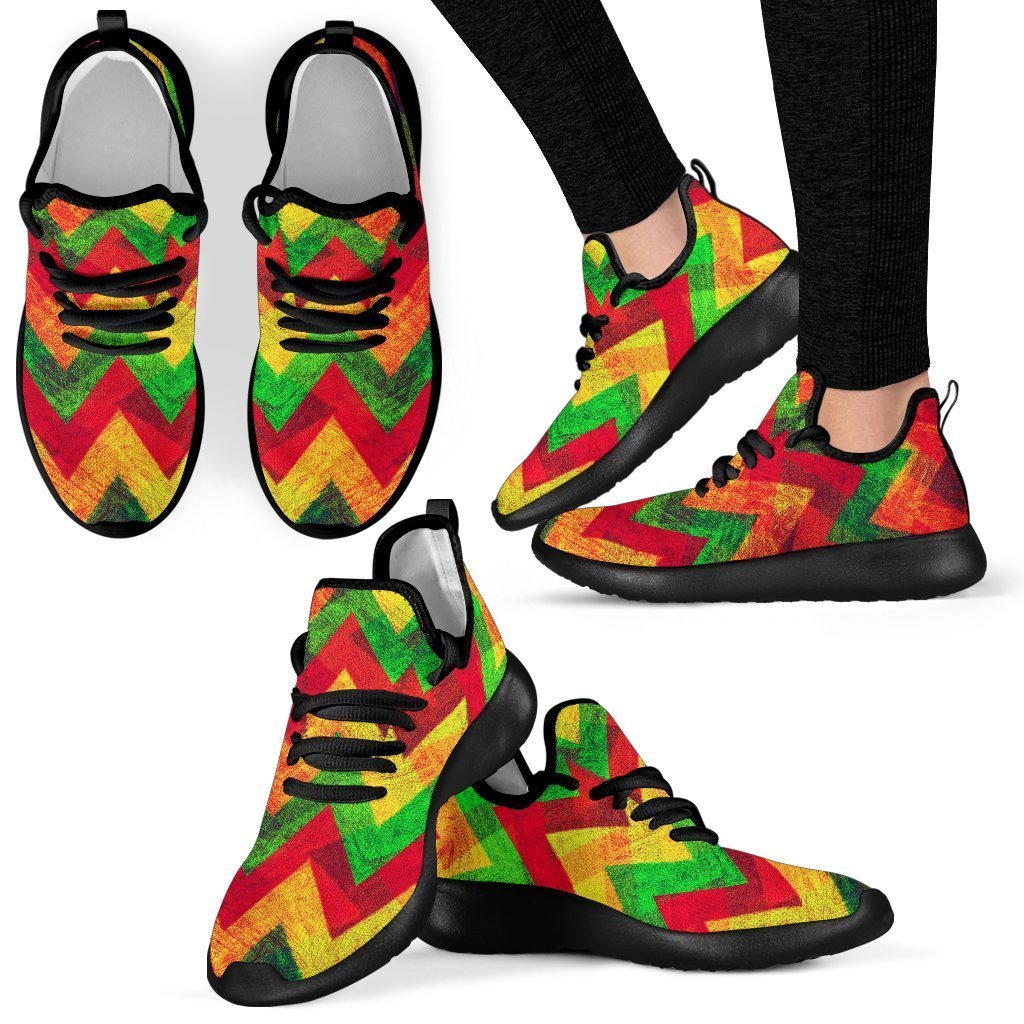 Zig Zag Reggae Pattern Print Mesh Knit Shoes GearFrost