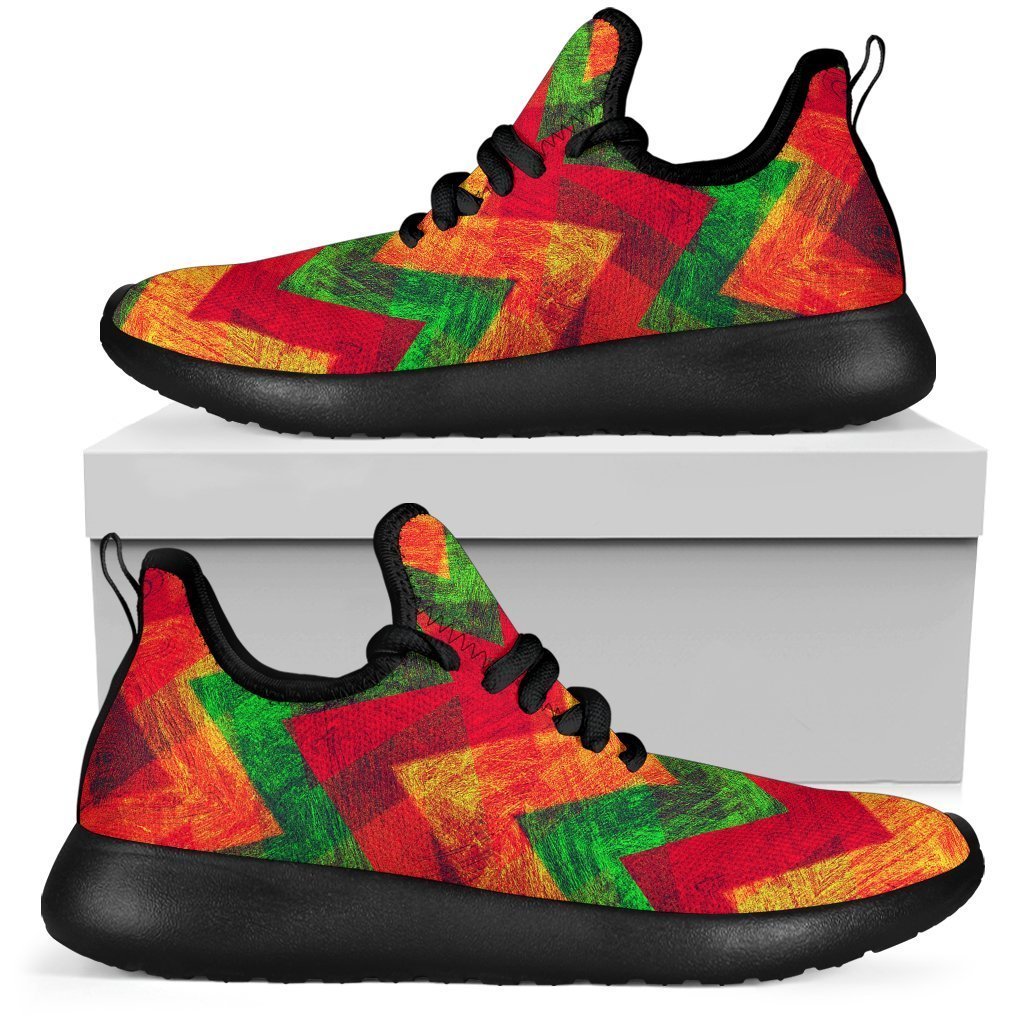 Zig Zag Reggae Pattern Print Mesh Knit Shoes GearFrost