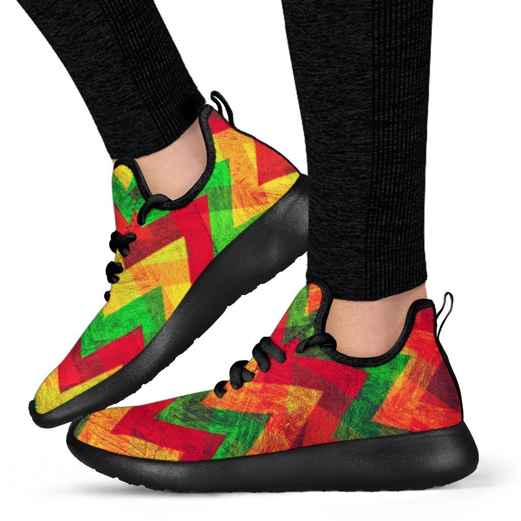 Zig Zag Reggae Pattern Print Mesh Knit Shoes GearFrost