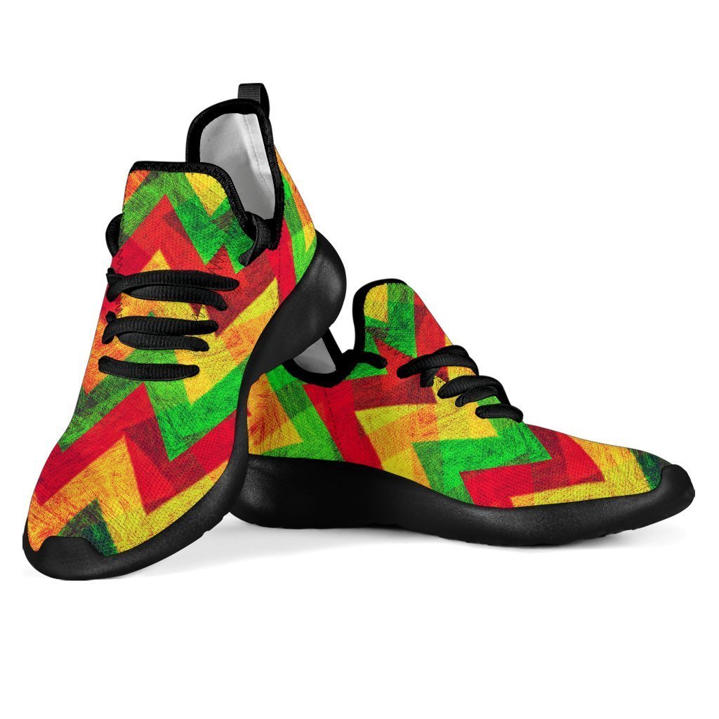 Zig Zag Reggae Pattern Print Mesh Knit Shoes GearFrost