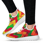 Zig Zag Reggae Pattern Print Mesh Knit Shoes GearFrost