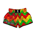 Zig Zag Reggae Pattern Print Muay Thai Boxing Shorts