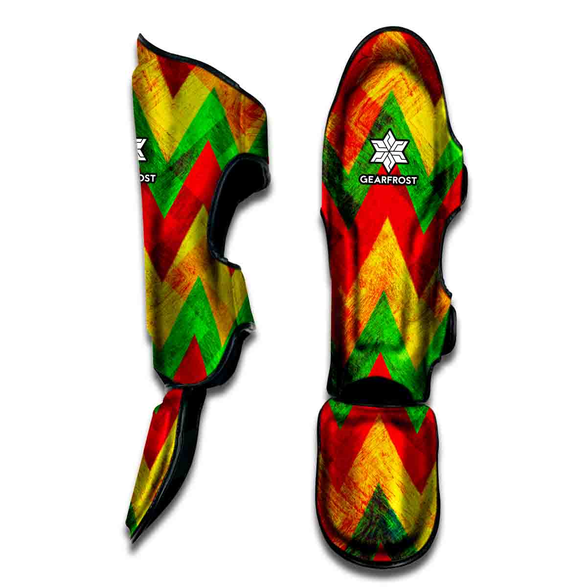 Zig Zag Reggae Pattern Print Muay Thai Shin Guard