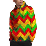 Zig Zag Reggae Pattern Print Pullover Hoodie