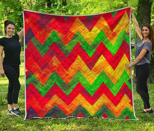 Zig Zag Reggae Pattern Print Quilt