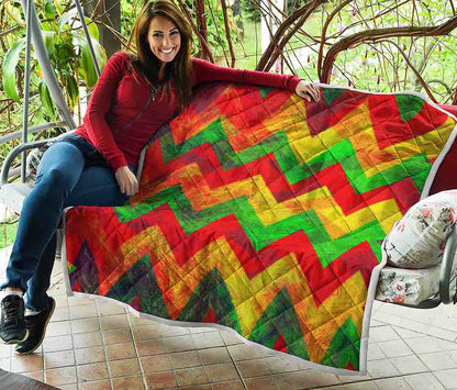 Zig Zag Reggae Pattern Print Quilt