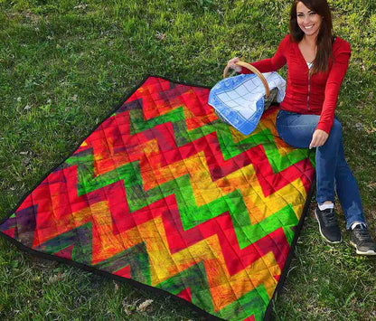 Zig Zag Reggae Pattern Print Quilt