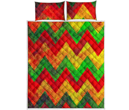 Zig Zag Reggae Pattern Print Quilt Bed Set