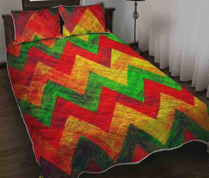 Zig Zag Reggae Pattern Print Quilt Bed Set