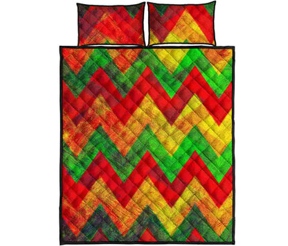 Zig Zag Reggae Pattern Print Quilt Bed Set