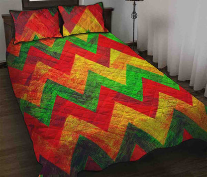 Zig Zag Reggae Pattern Print Quilt Bed Set
