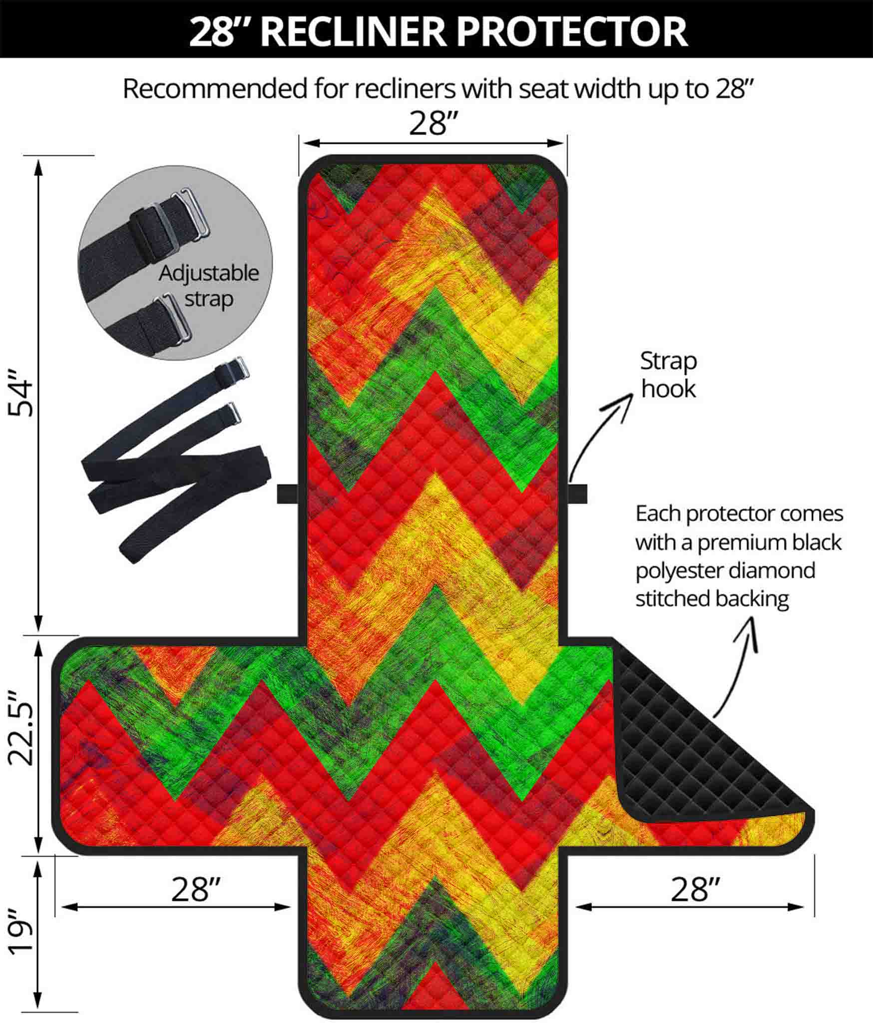 Zig Zag Reggae Pattern Print Recliner Protector