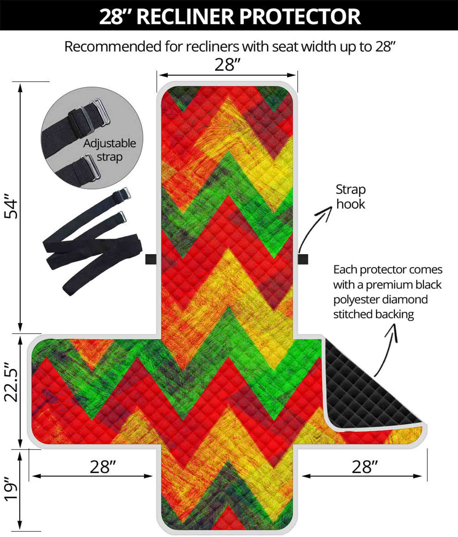 Zig Zag Reggae Pattern Print Recliner Protector