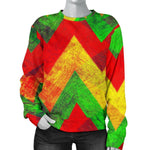 Zig Zag Reggae Pattern Print Women's Crewneck Sweatshirt GearFrost