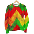 Zig Zag Reggae Pattern Print Women's Crewneck Sweatshirt