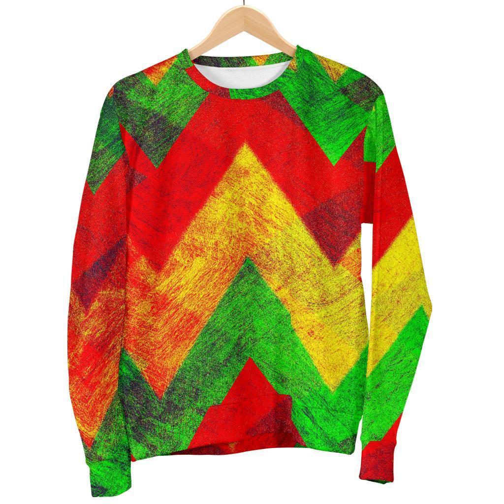 Zig Zag Reggae Pattern Print Women's Crewneck Sweatshirt GearFrost