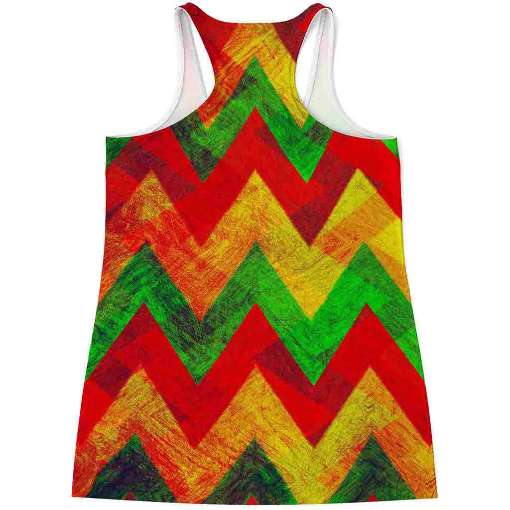 Zig Zag Reggae Pattern Print Women's Racerback Tank Top