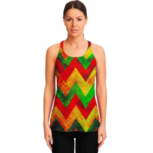 Zig Zag Reggae Pattern Print Women's Racerback Tank Top