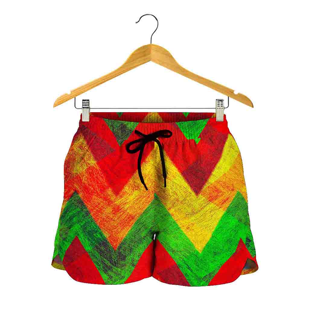 Zig Zag Reggae Pattern Print Women's Shorts