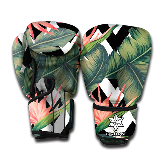 Zig Zag Tropical Pattern Print Boxing Gloves