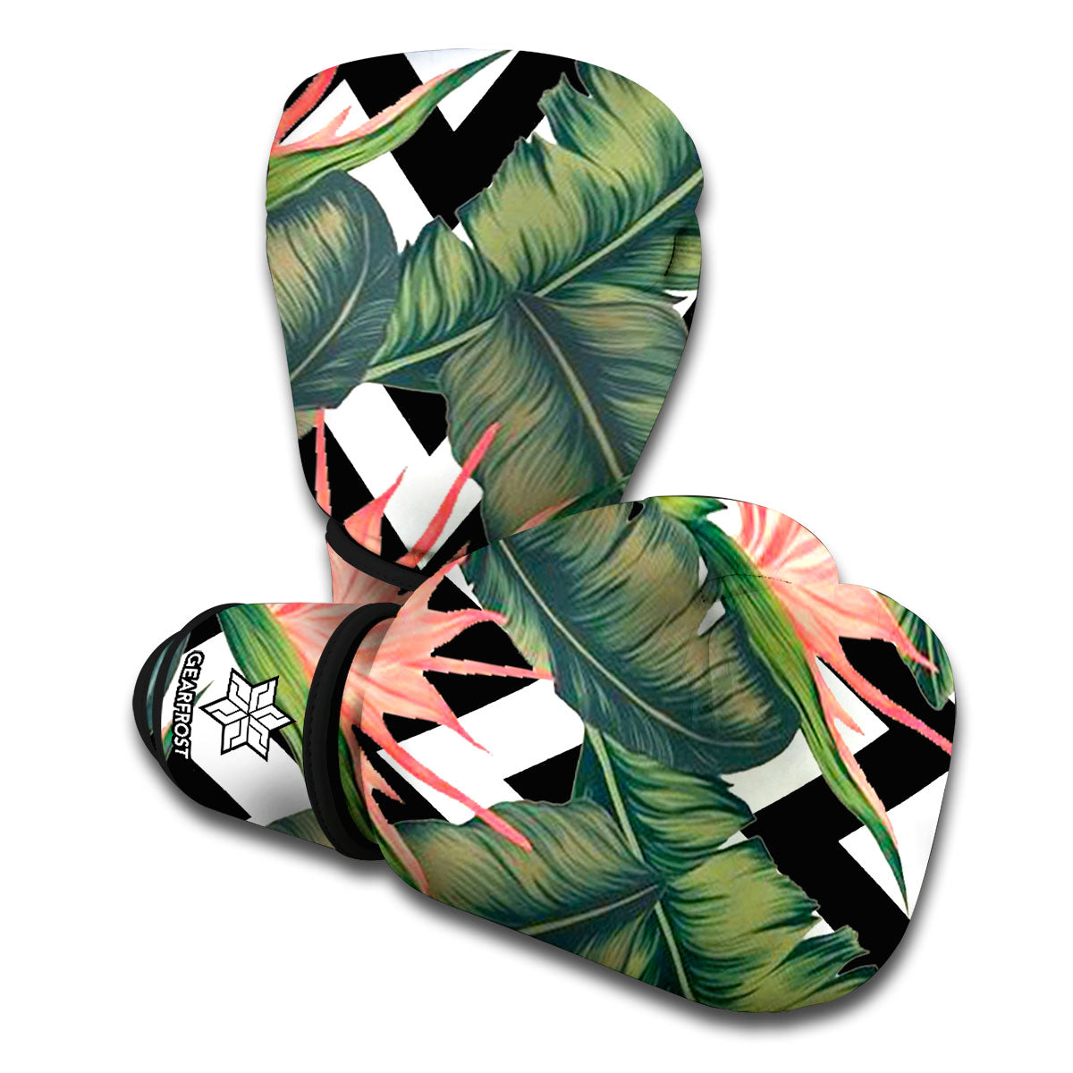Zig Zag Tropical Pattern Print Boxing Gloves