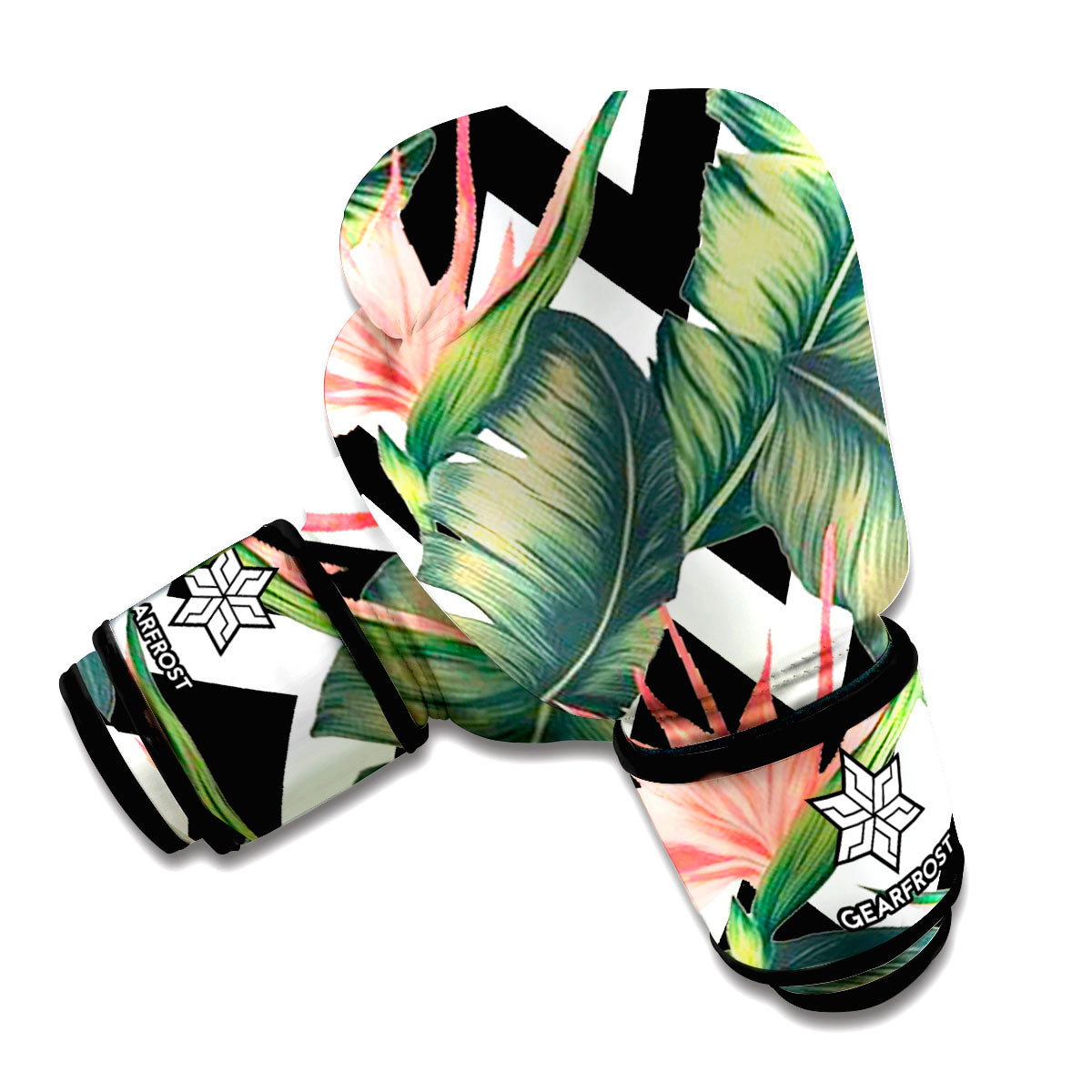 Zig Zag Tropical Pattern Print Boxing Gloves