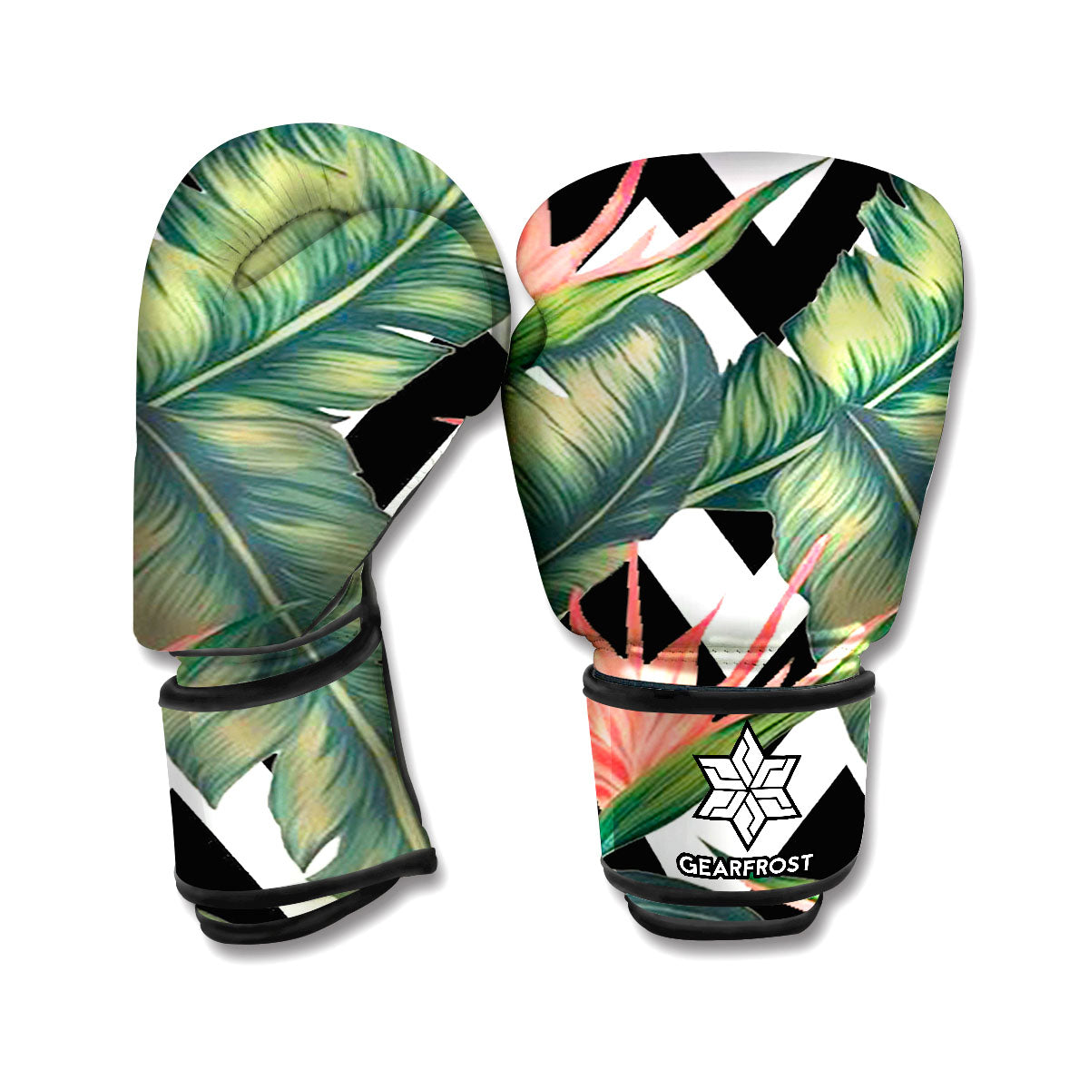 Zig Zag Tropical Pattern Print Boxing Gloves