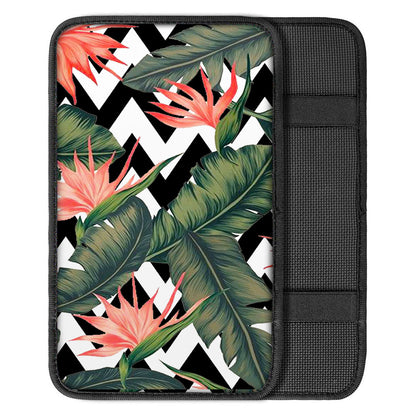 Zig Zag Tropical Pattern Print Car Center Console Cover