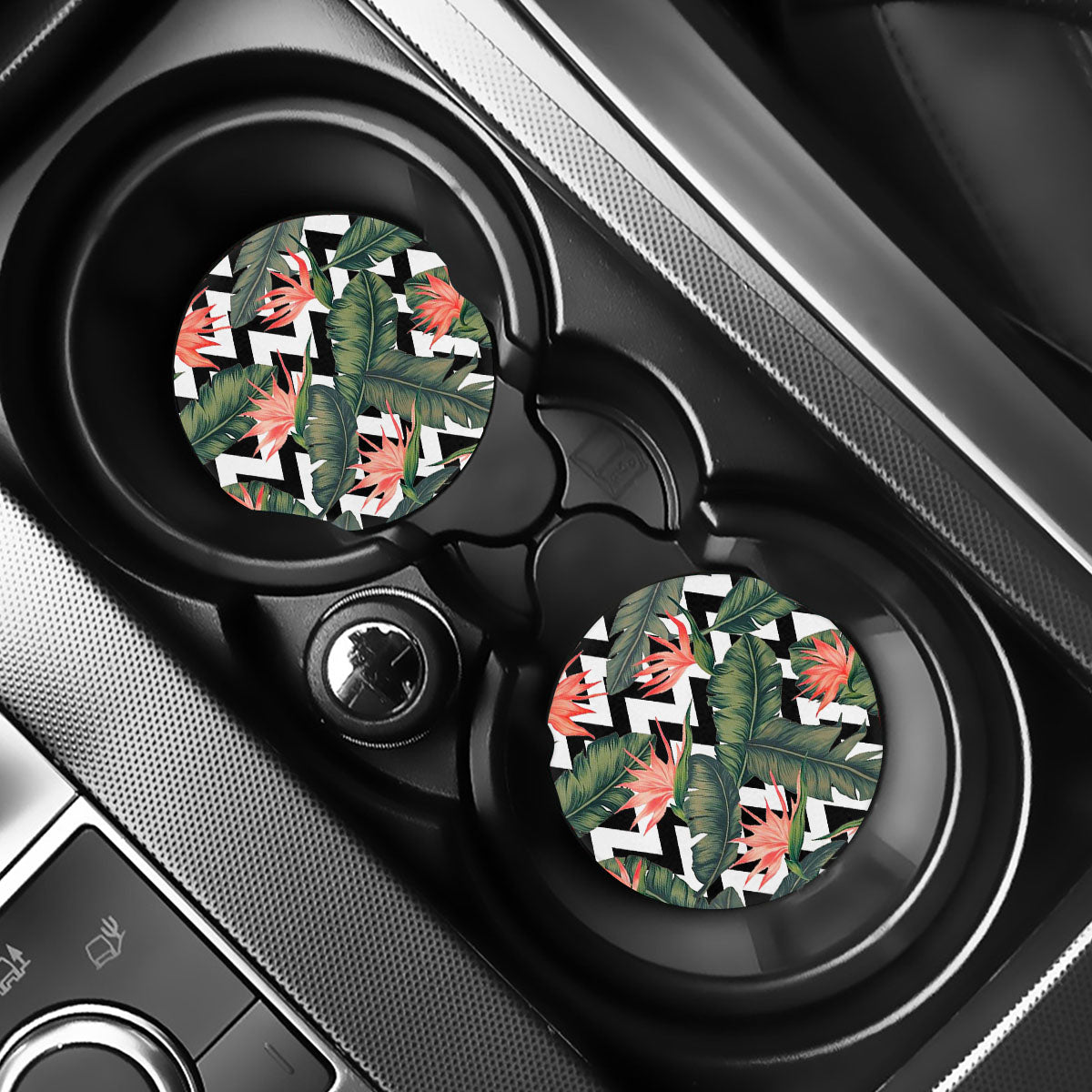 Zig Zag Tropical Pattern Print Car Coasters