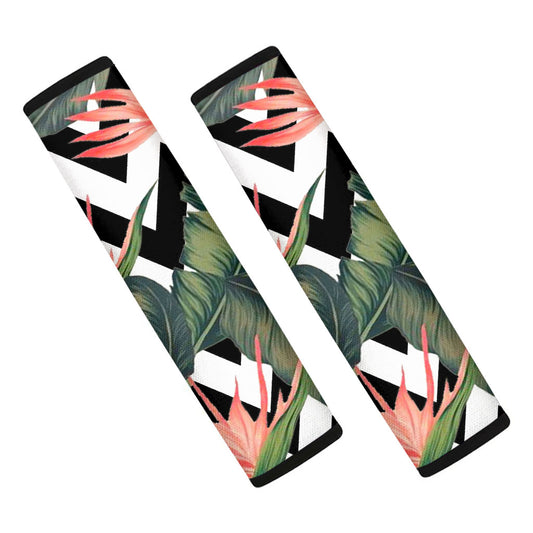 Zig Zag Tropical Pattern Print Car Seat Belt Covers
