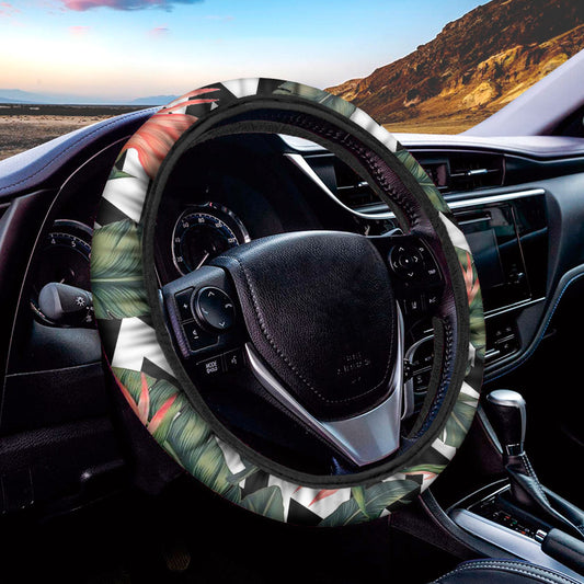 Zig Zag Tropical Pattern Print Car Steering Wheel Cover