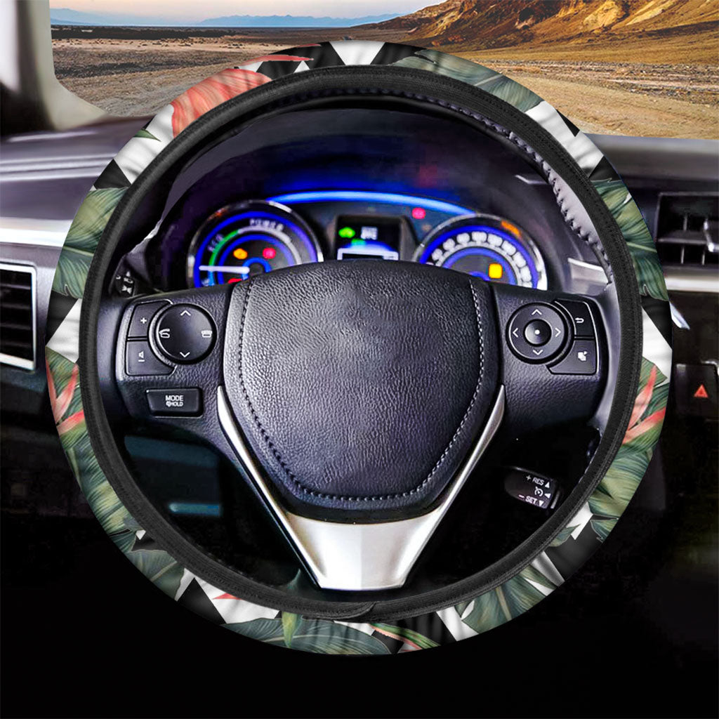 Zig Zag Tropical Pattern Print Car Steering Wheel Cover