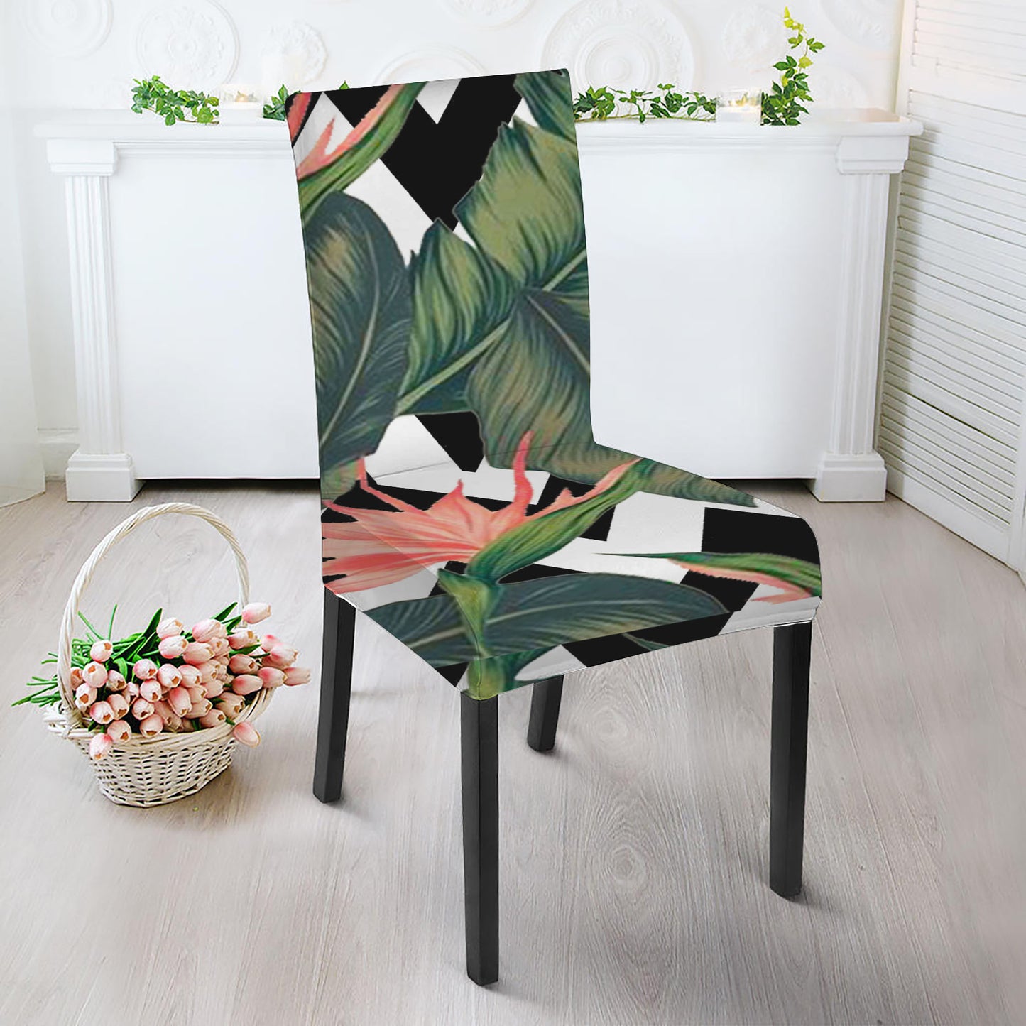 Zig Zag Tropical Pattern Print Dining Chair Slipcover